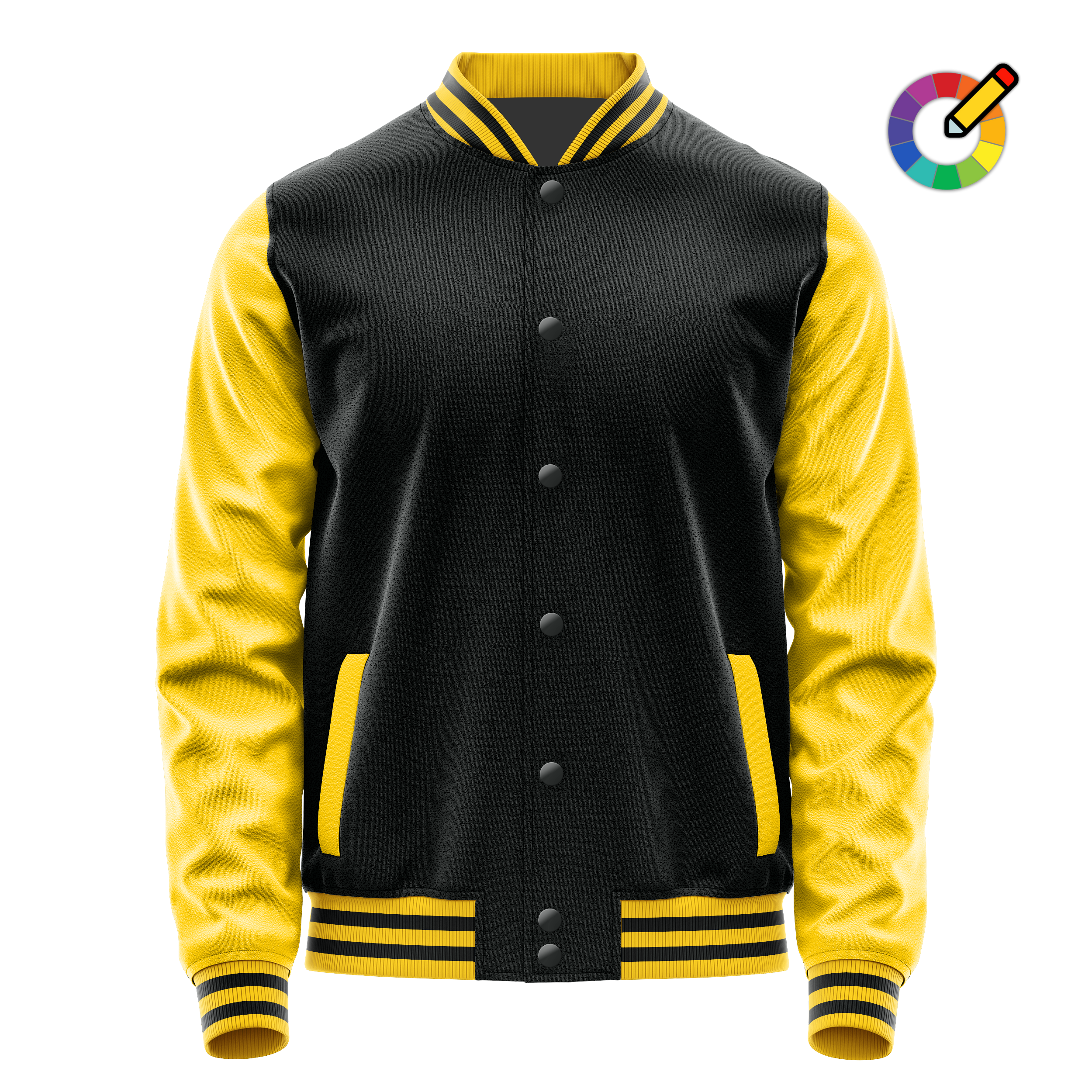 Custom Black Varsity Jacket Gold Leather Sleeves JG17303017