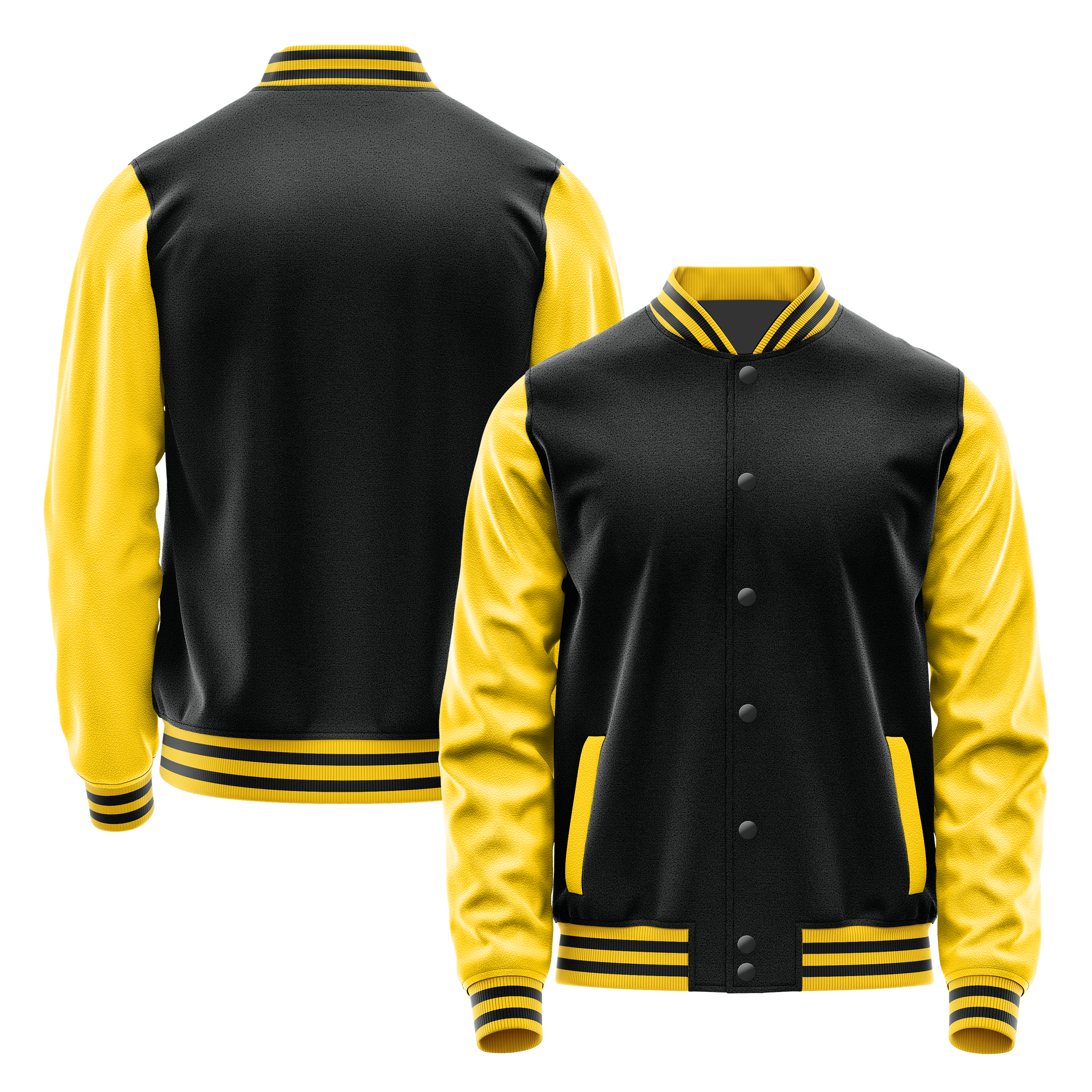 Custom Black Varsity Jacket Gold Leather Sleeves JG17303017