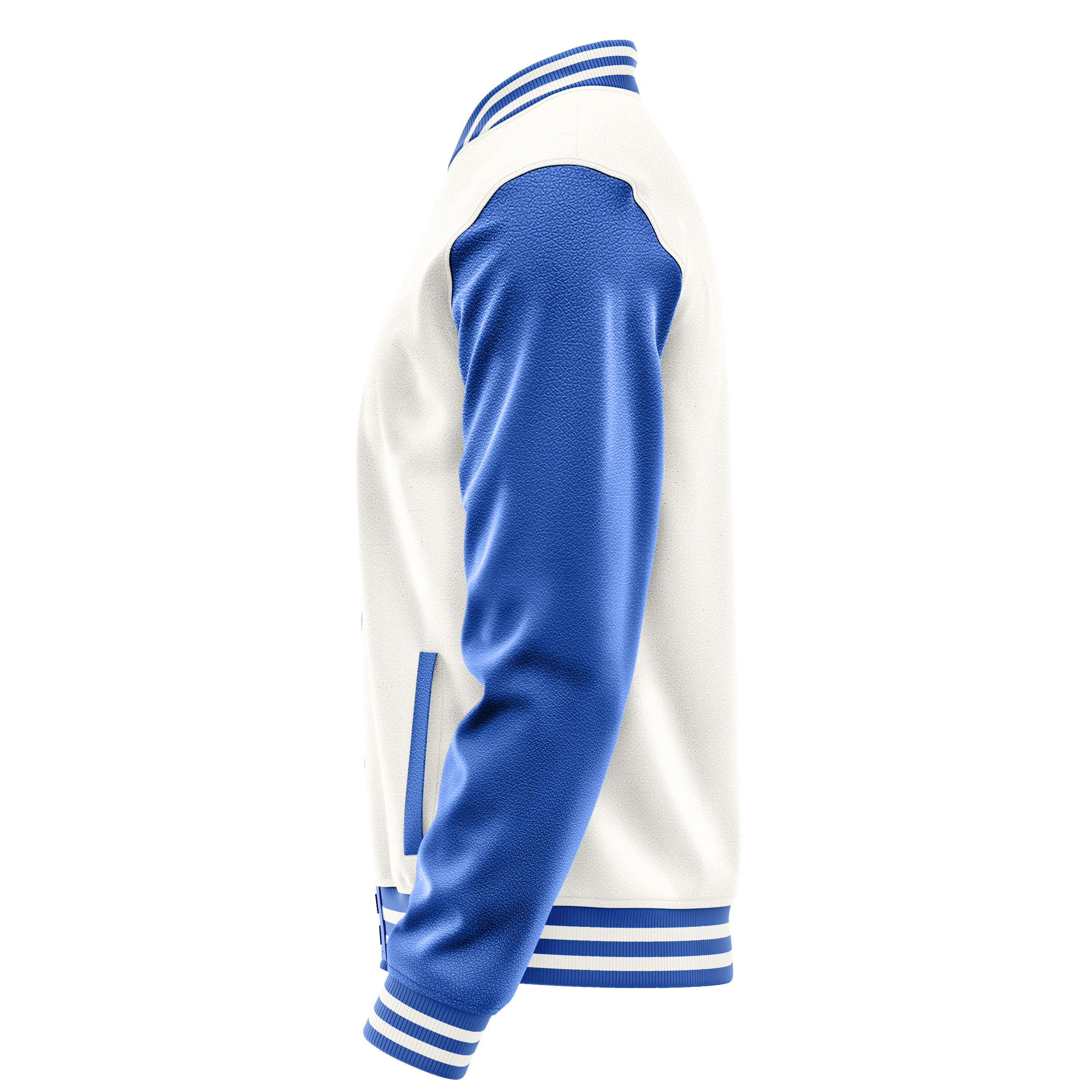 Custom White Varsity Jacket Sky Blue Leather Sleeves JG18090918