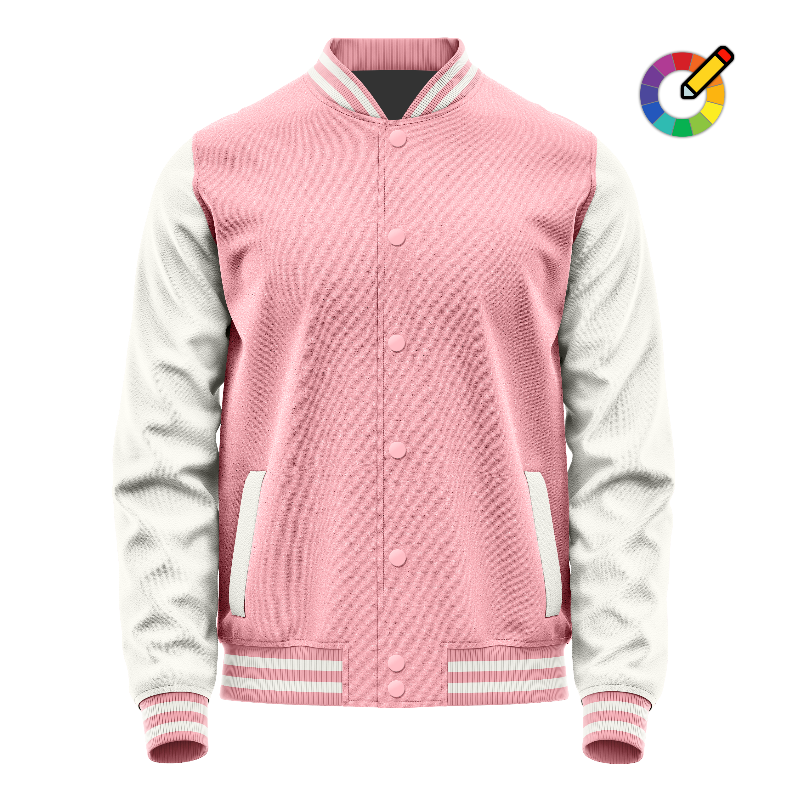 Custom Light Pink Varsity Jacket White Leather Sleeves JG21182118