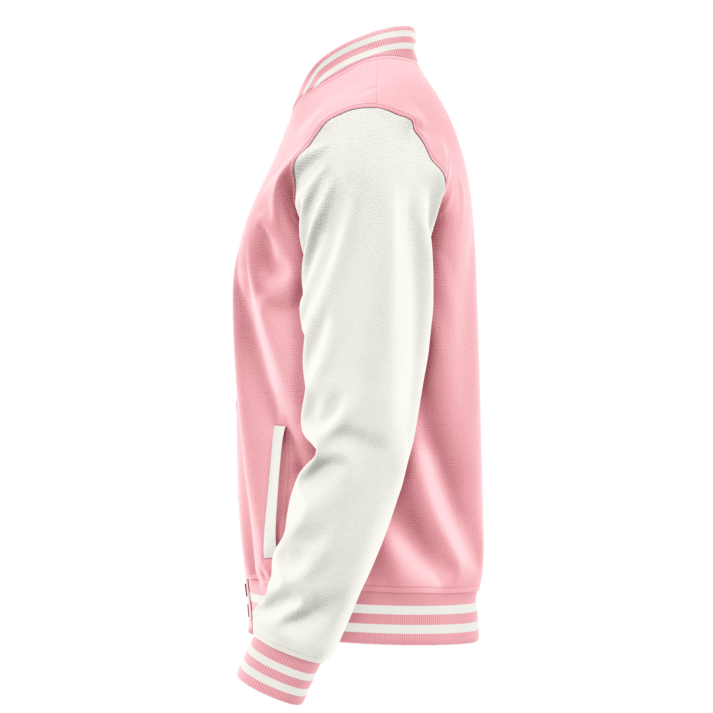 Custom Light Pink Varsity Jacket White Leather Sleeves JG21182118