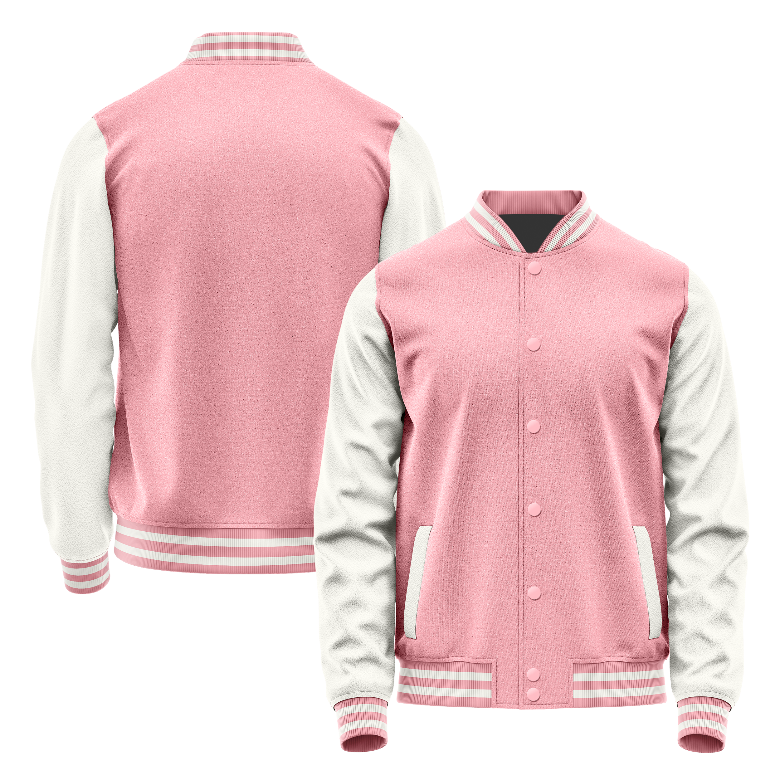 Custom Light Pink Varsity Jacket White Leather Sleeves JG21182118