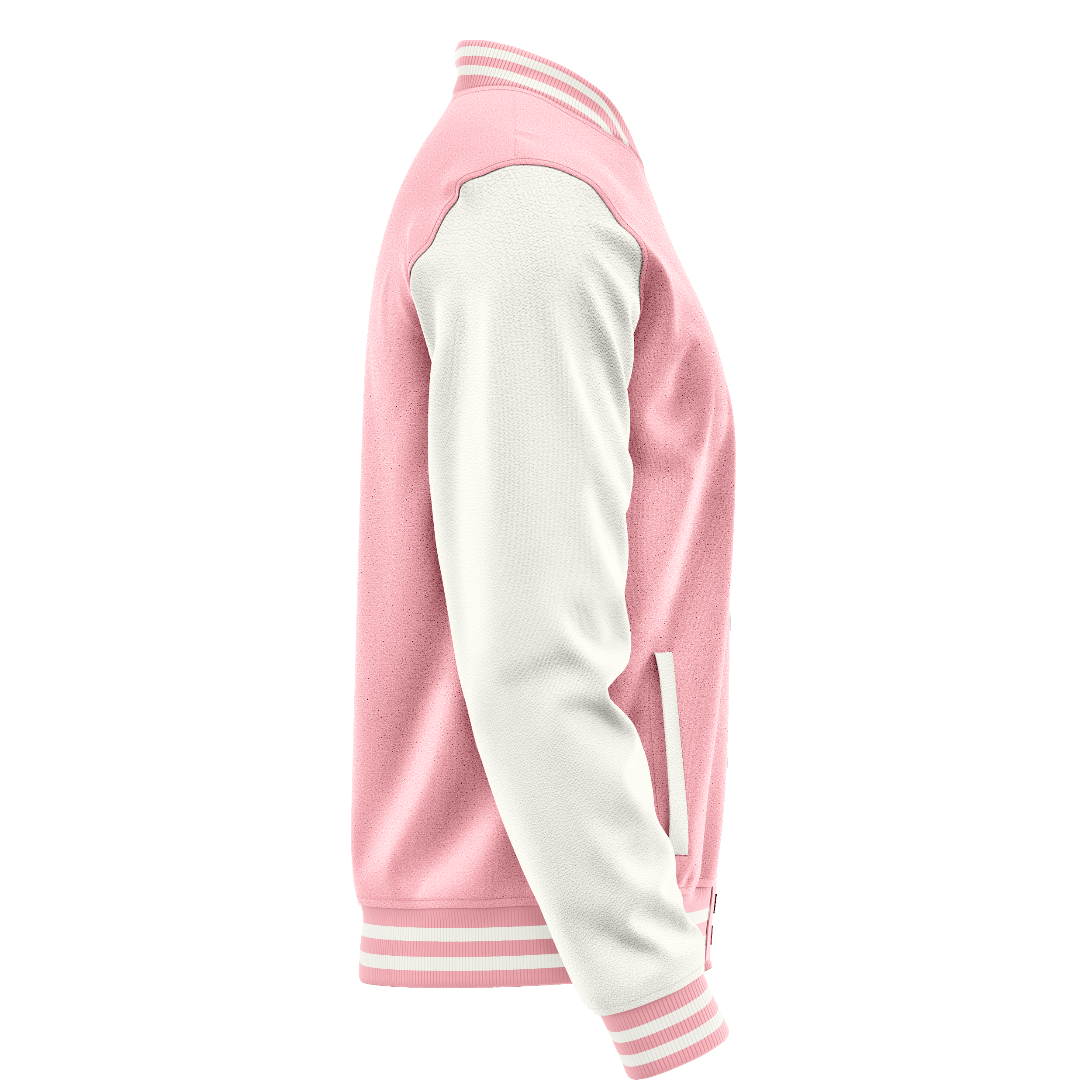 Custom Light Pink Varsity Jacket White Leather Sleeves JG21182118