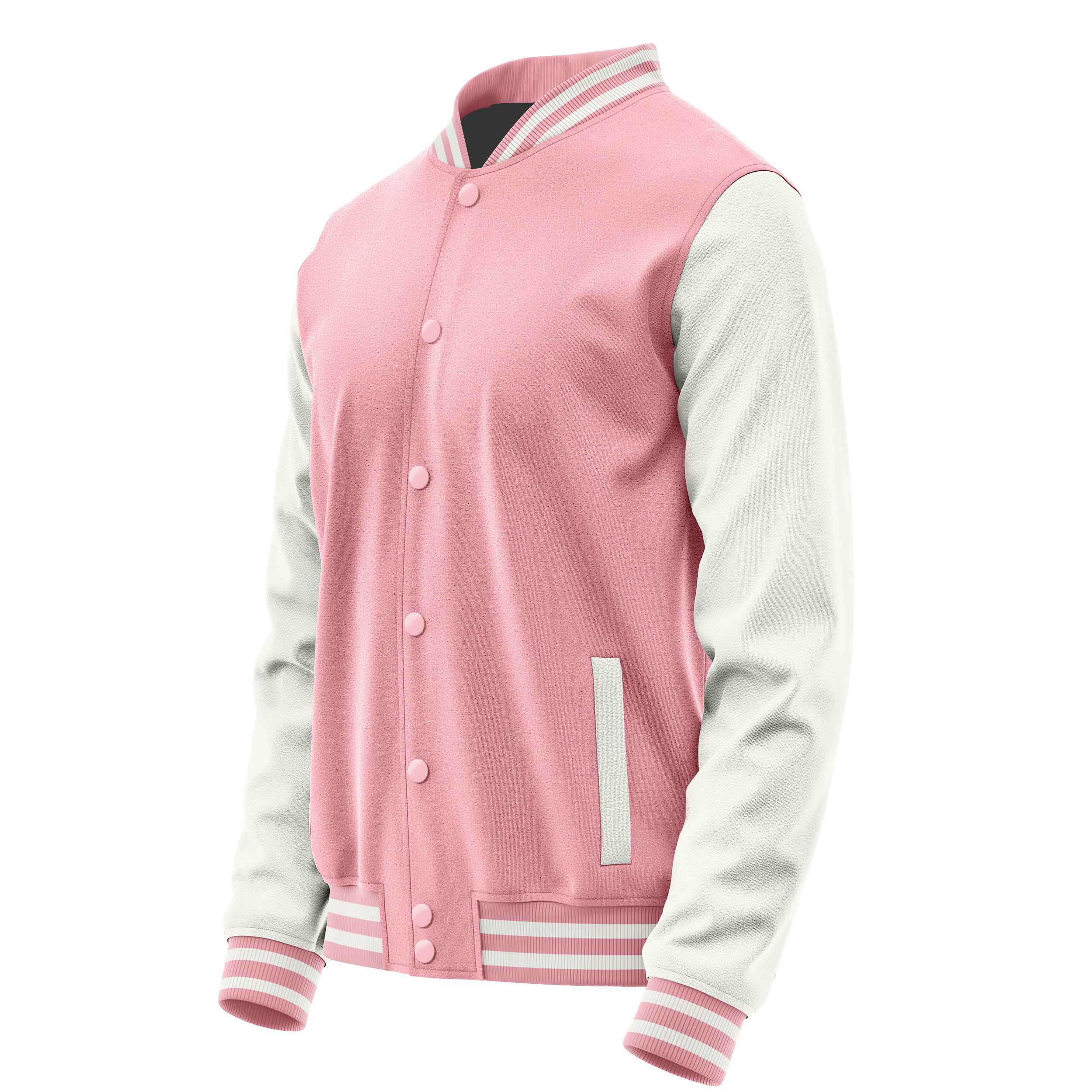 Custom Light Pink Varsity Jacket White Leather Sleeves JG21182118