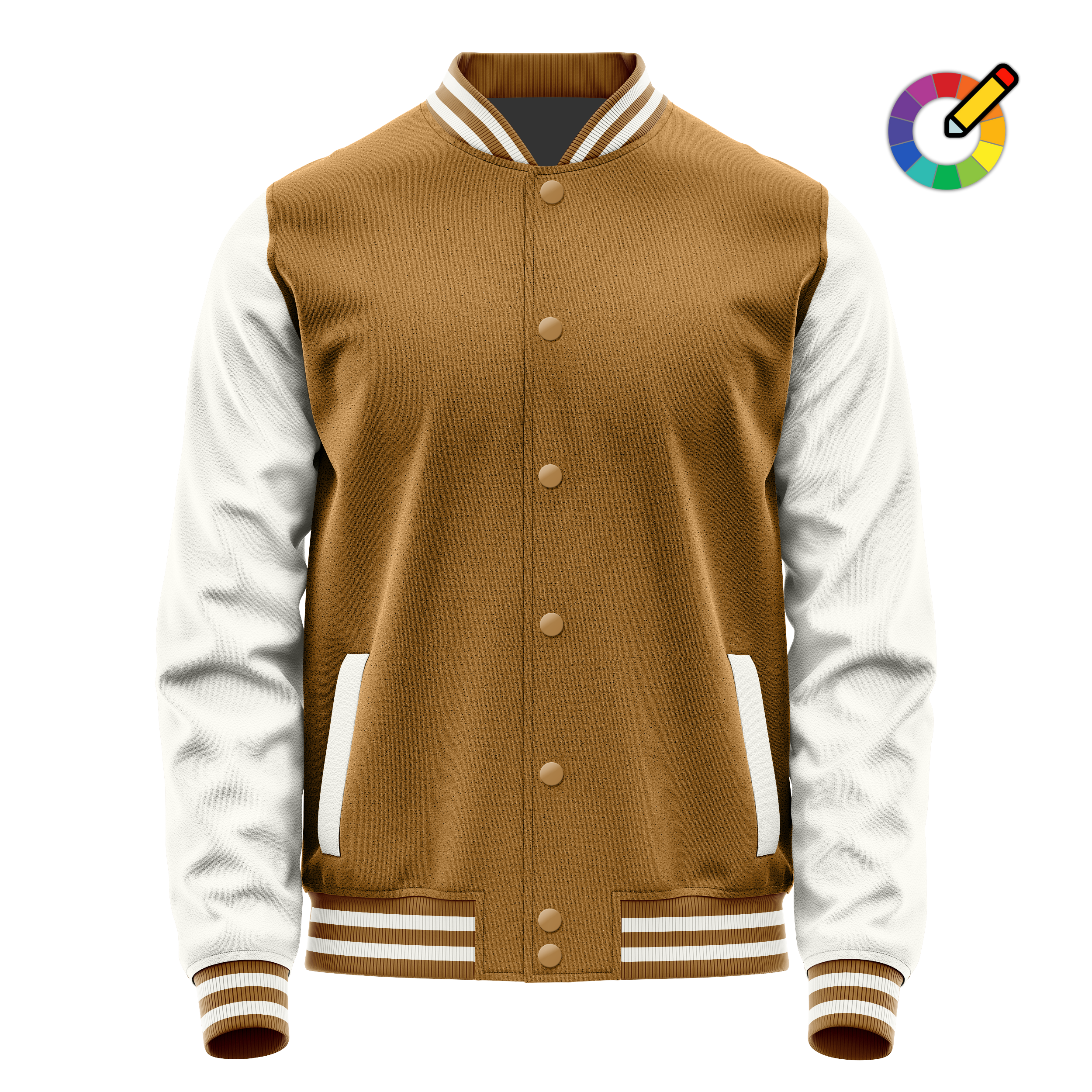 Custom Khaki Varsity Jacket White Leather Sleeves JG22182218