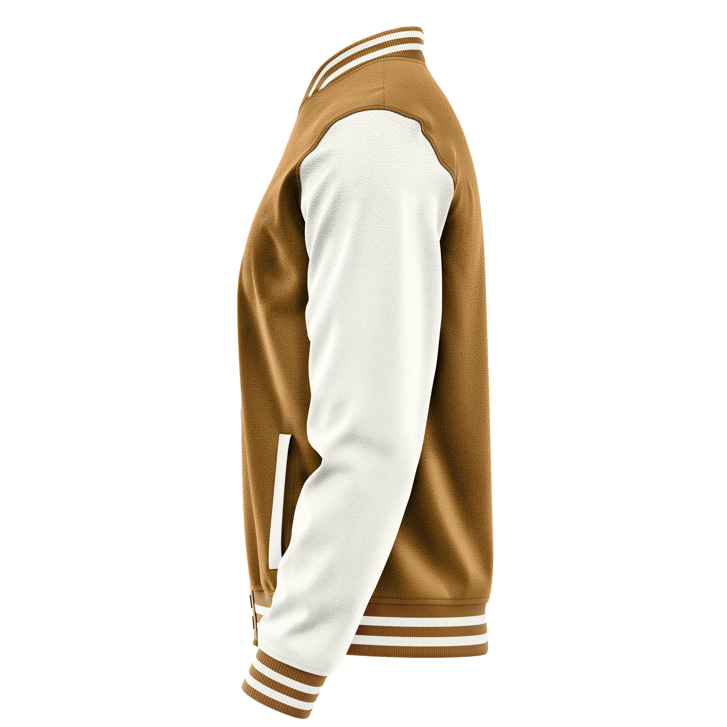 Custom Khaki Varsity Jacket White Leather Sleeves JG22182218