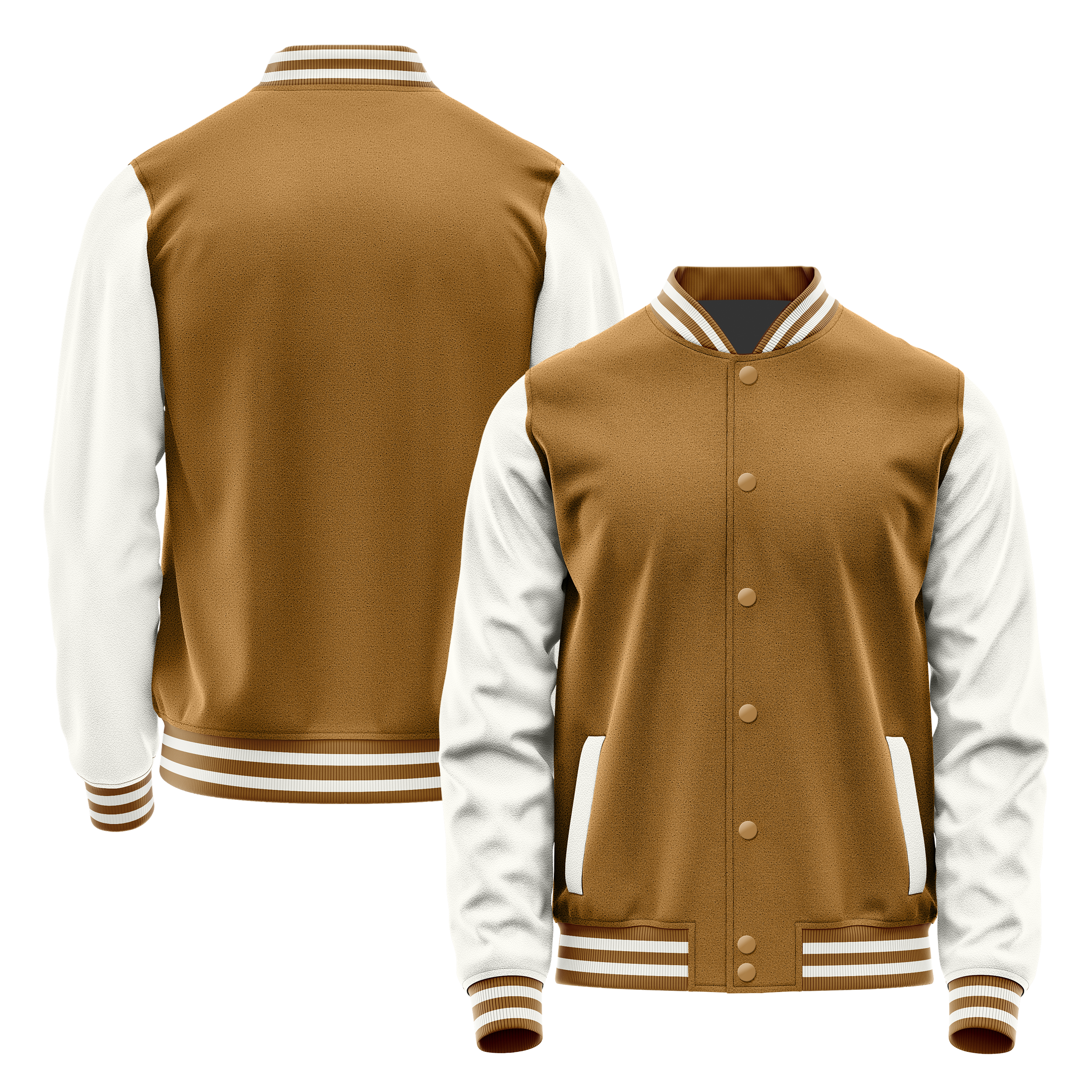 Custom Khaki Varsity Jacket White Leather Sleeves JG22182218