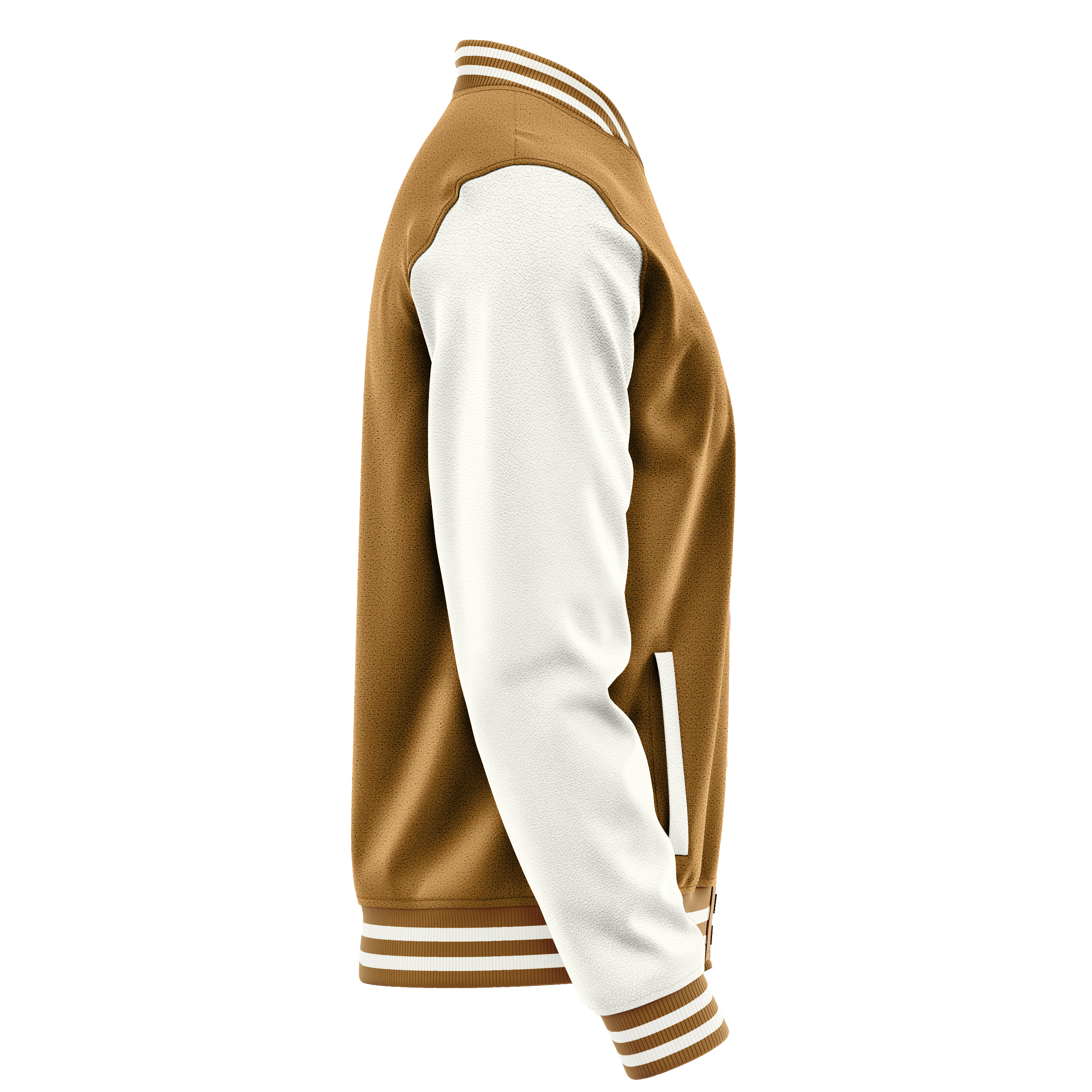 Custom Khaki Varsity Jacket White Leather Sleeves JG22182218