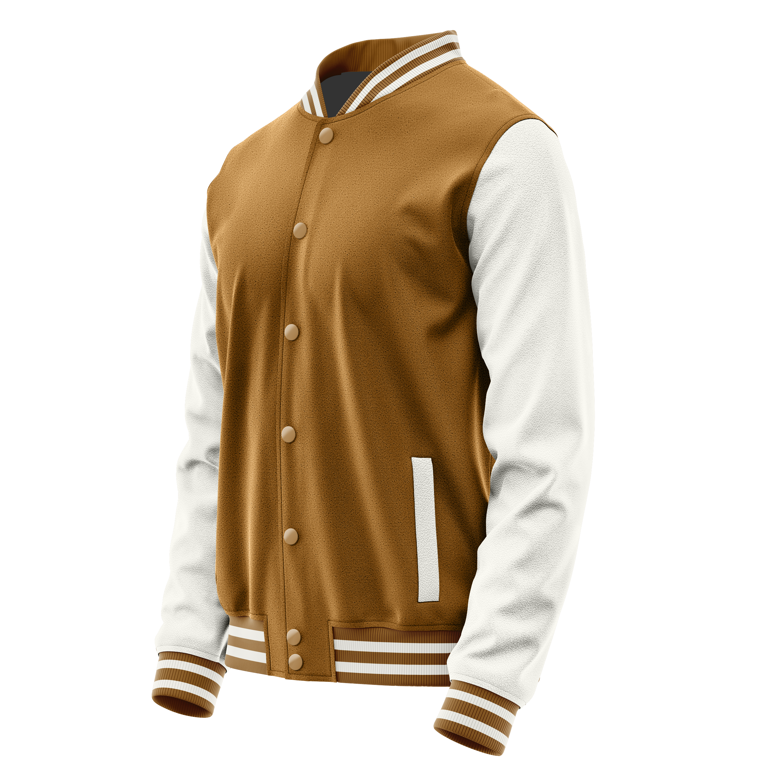 Custom Khaki Varsity Jacket White Leather Sleeves JG22182218