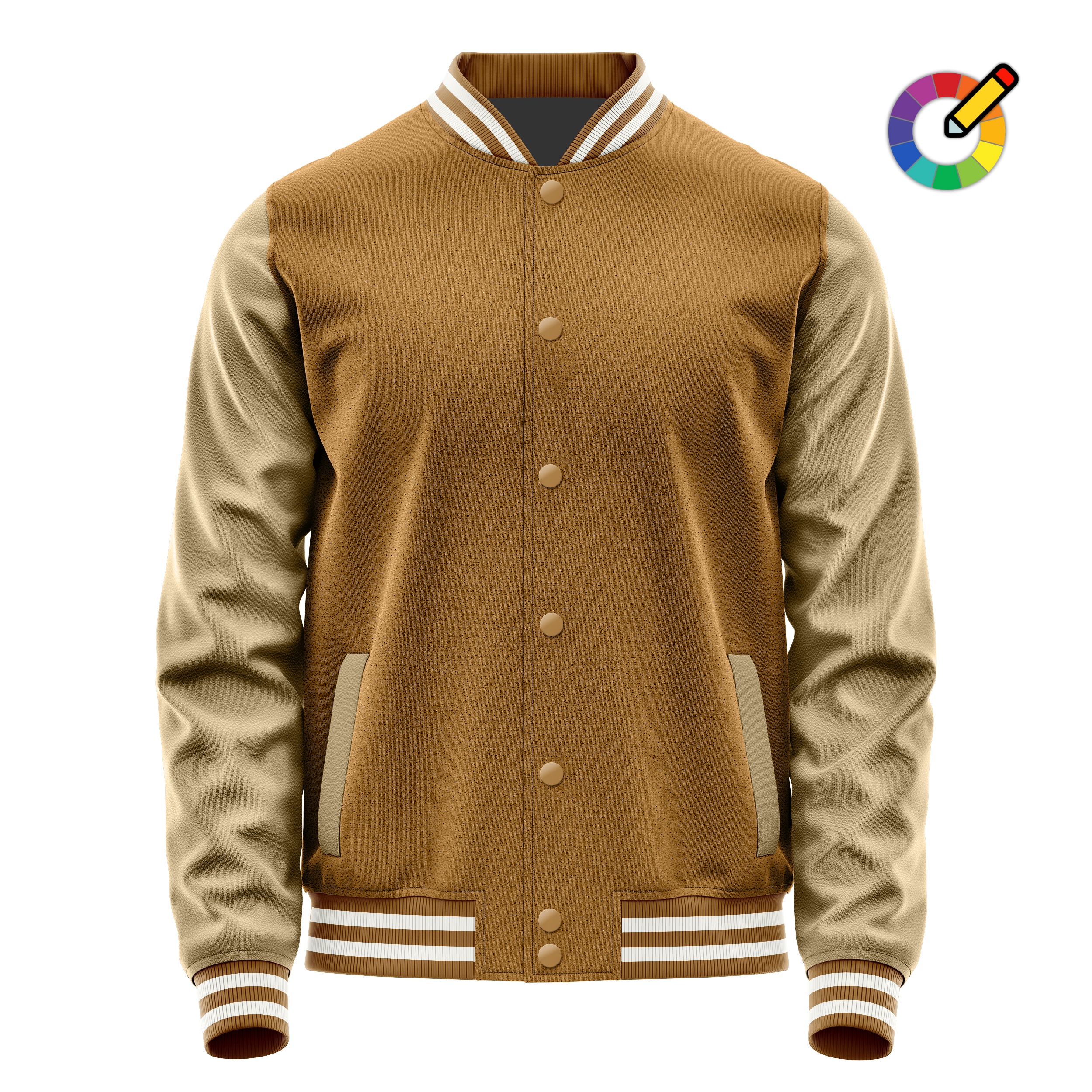 Custom Khaki Varsity Jacket Light Khaki Leather Sleeves JG22252218