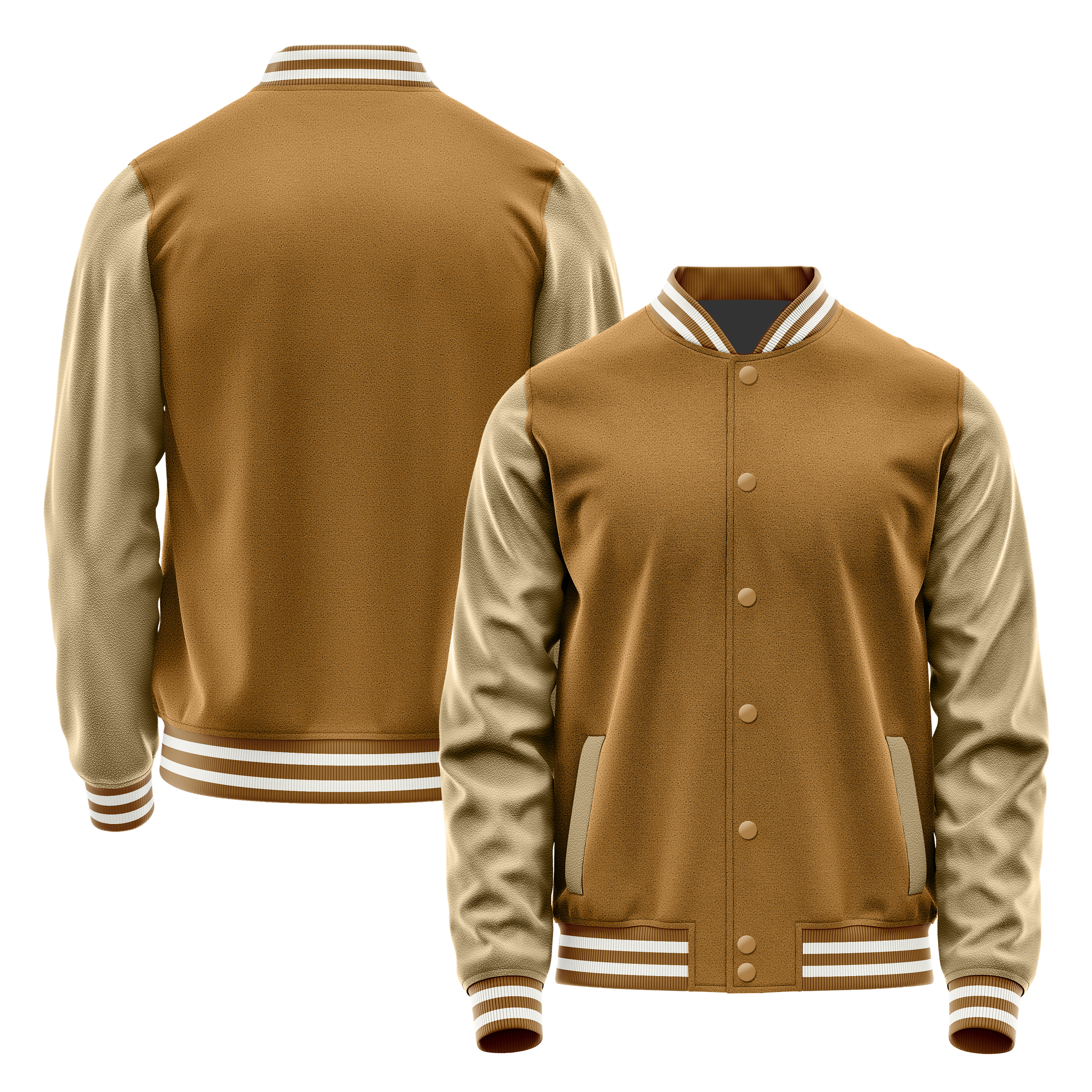 Custom Khaki Varsity Jacket Light Khaki Leather Sleeves JG22252218