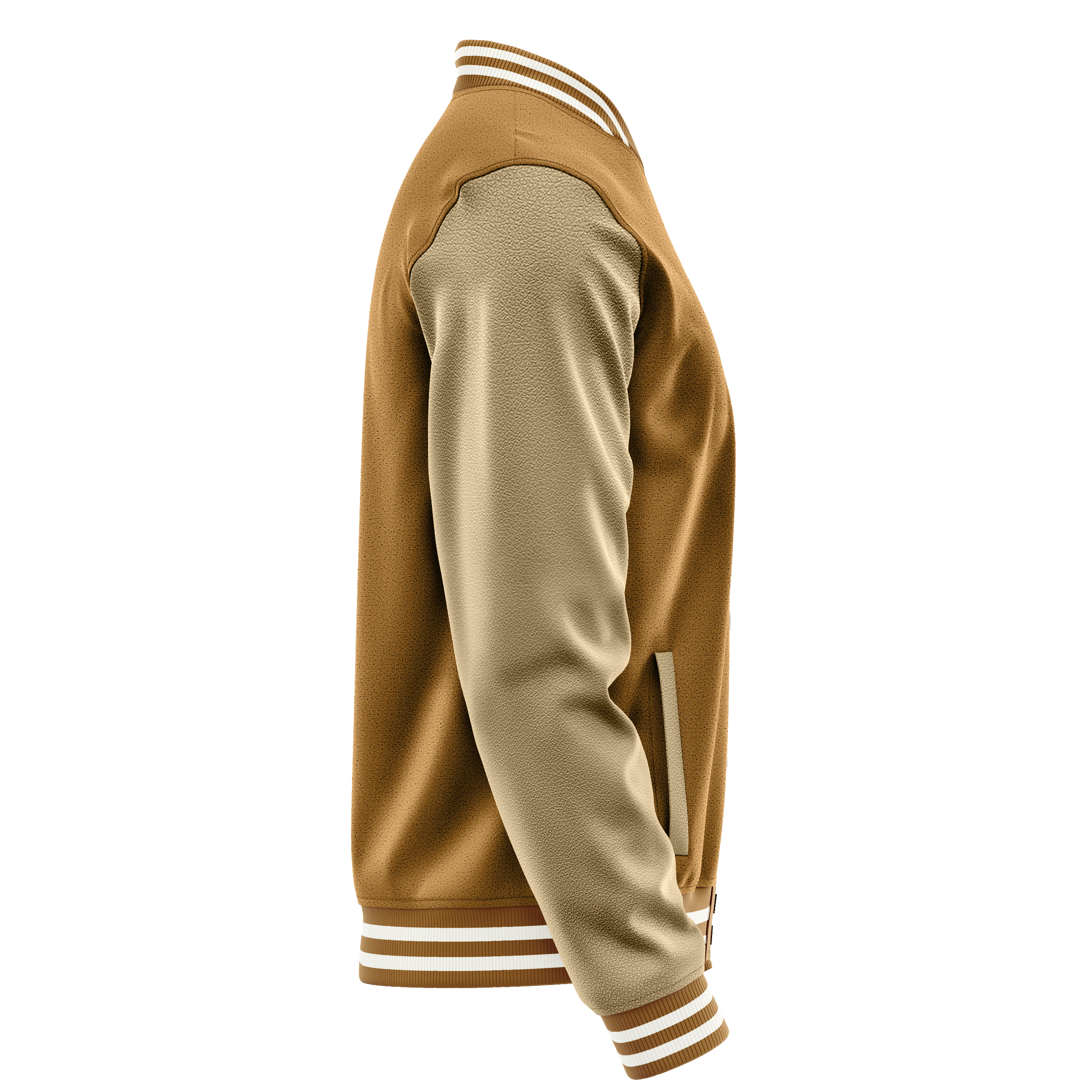 Custom Khaki Varsity Jacket Light Khaki Leather Sleeves JG22252218