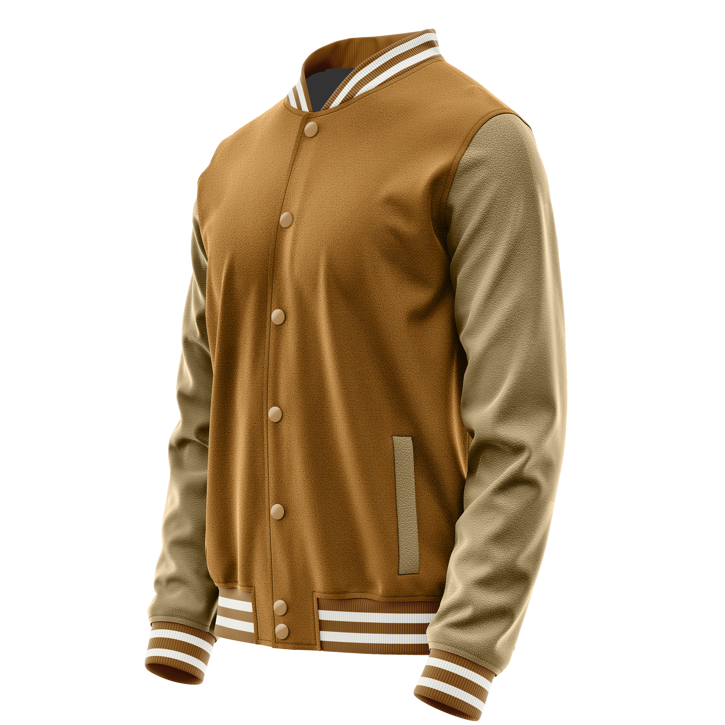 Custom Khaki Varsity Jacket Light Khaki Leather Sleeves JG22252218