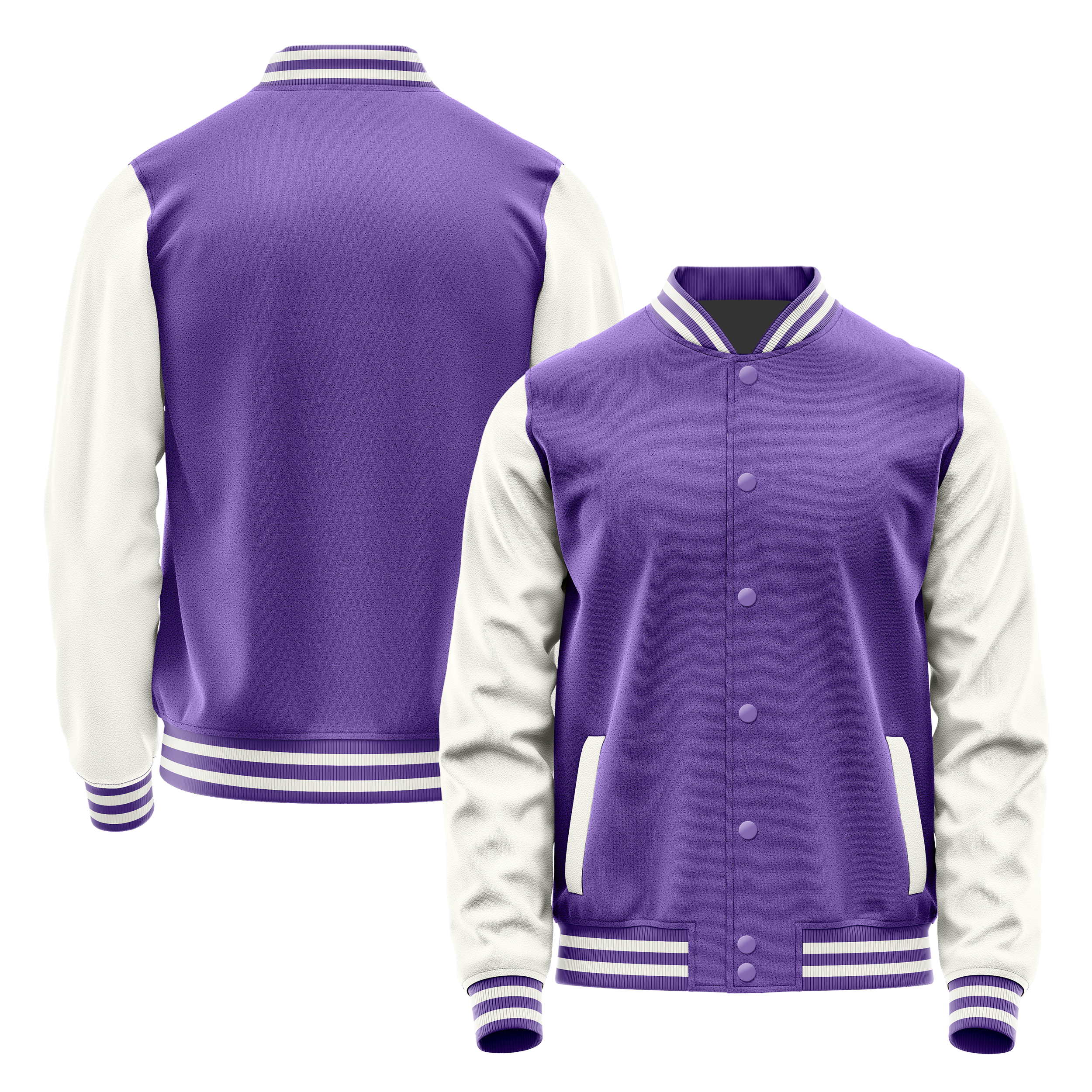 Custom Light Purple Varsity Jacket White Leather Sleeves JG23182318