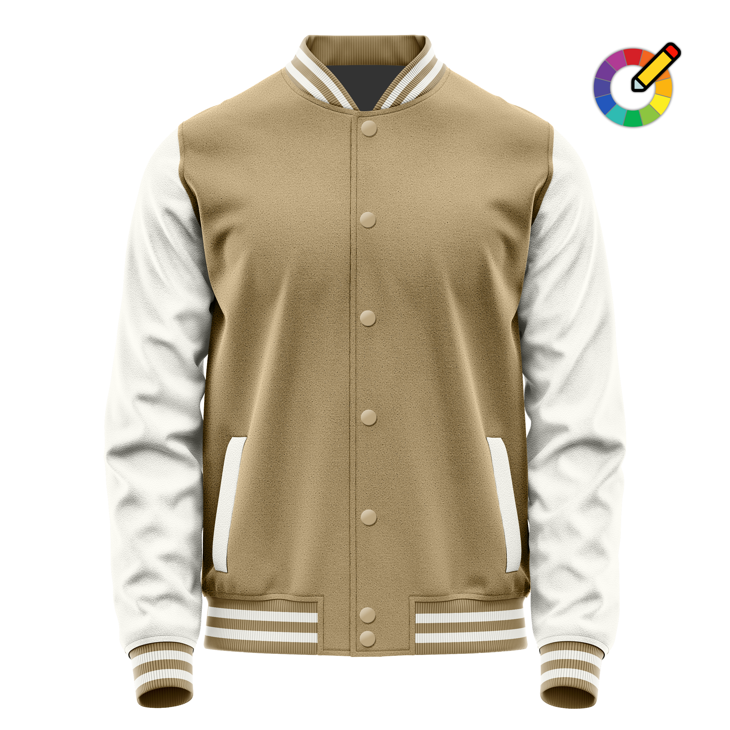 Custom Light Khaki Varsity Jacket White Leather Sleeves JG25182518