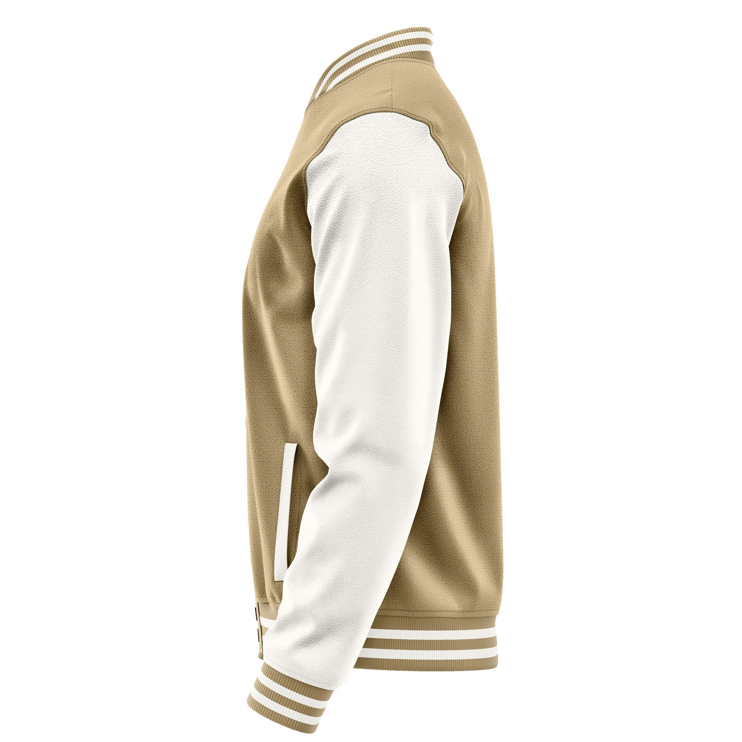 Custom Light Khaki Varsity Jacket White Leather Sleeves JG25182518