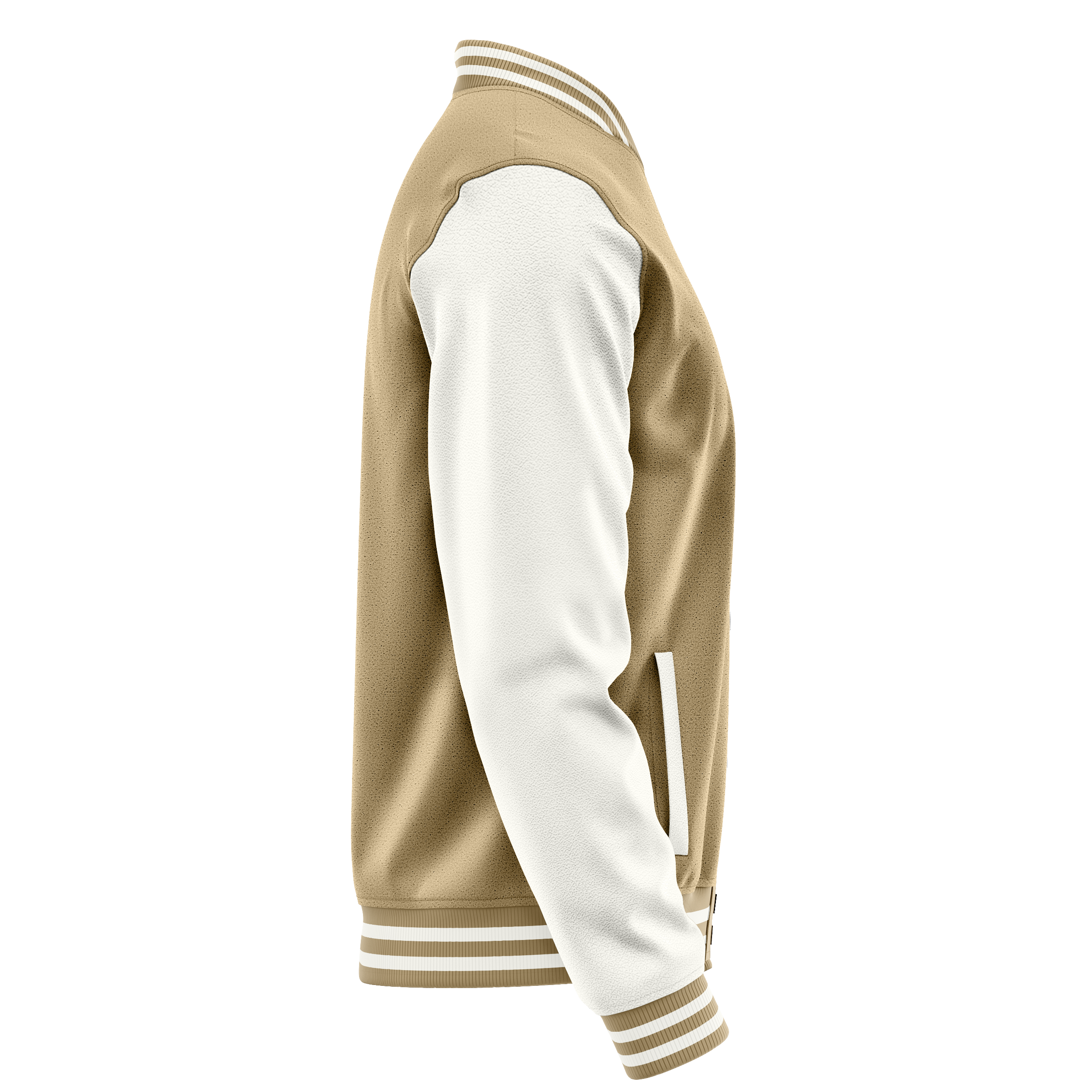 Custom Light Khaki Varsity Jacket White Leather Sleeves JG25182518