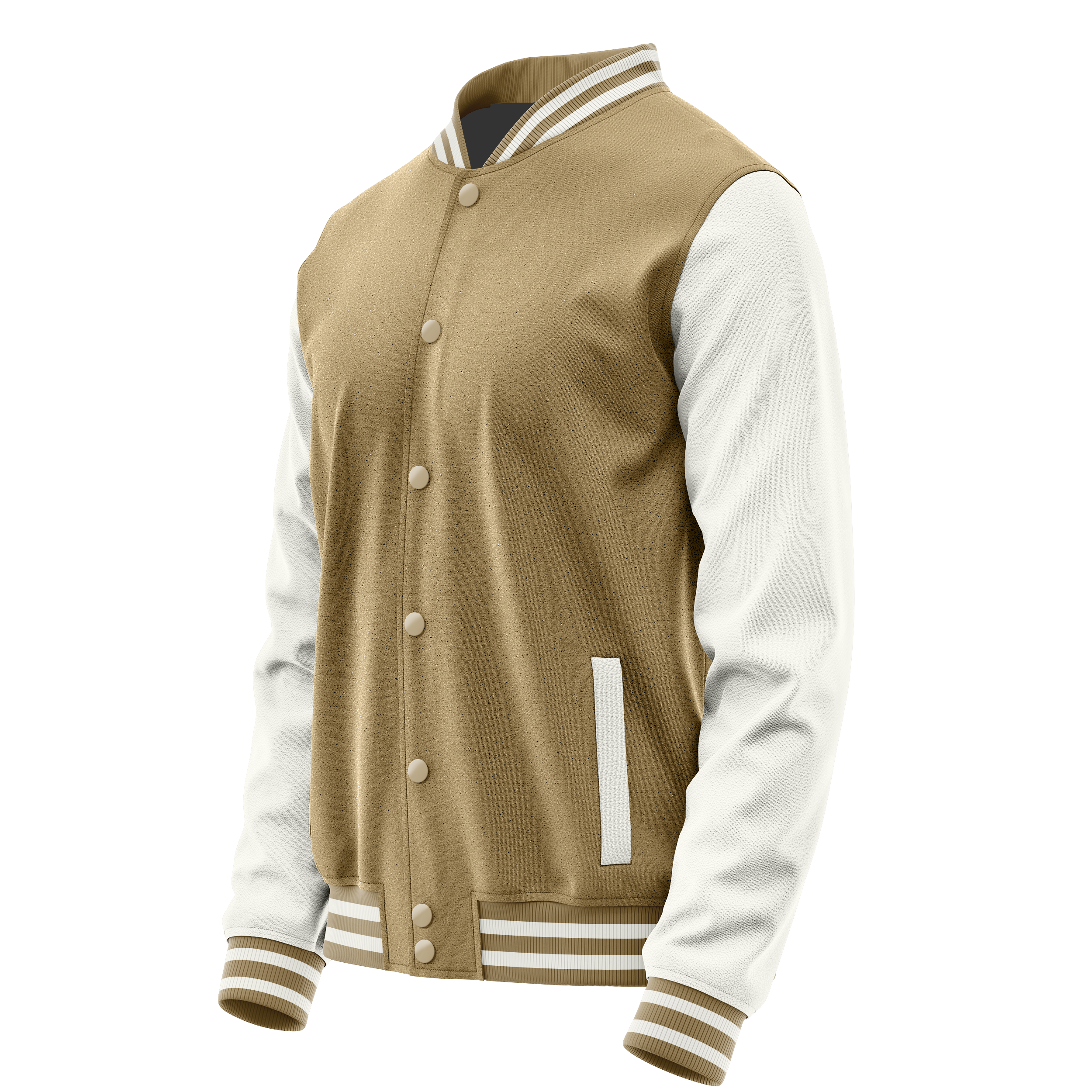 Custom Light Khaki Varsity Jacket White Leather Sleeves JG25182518