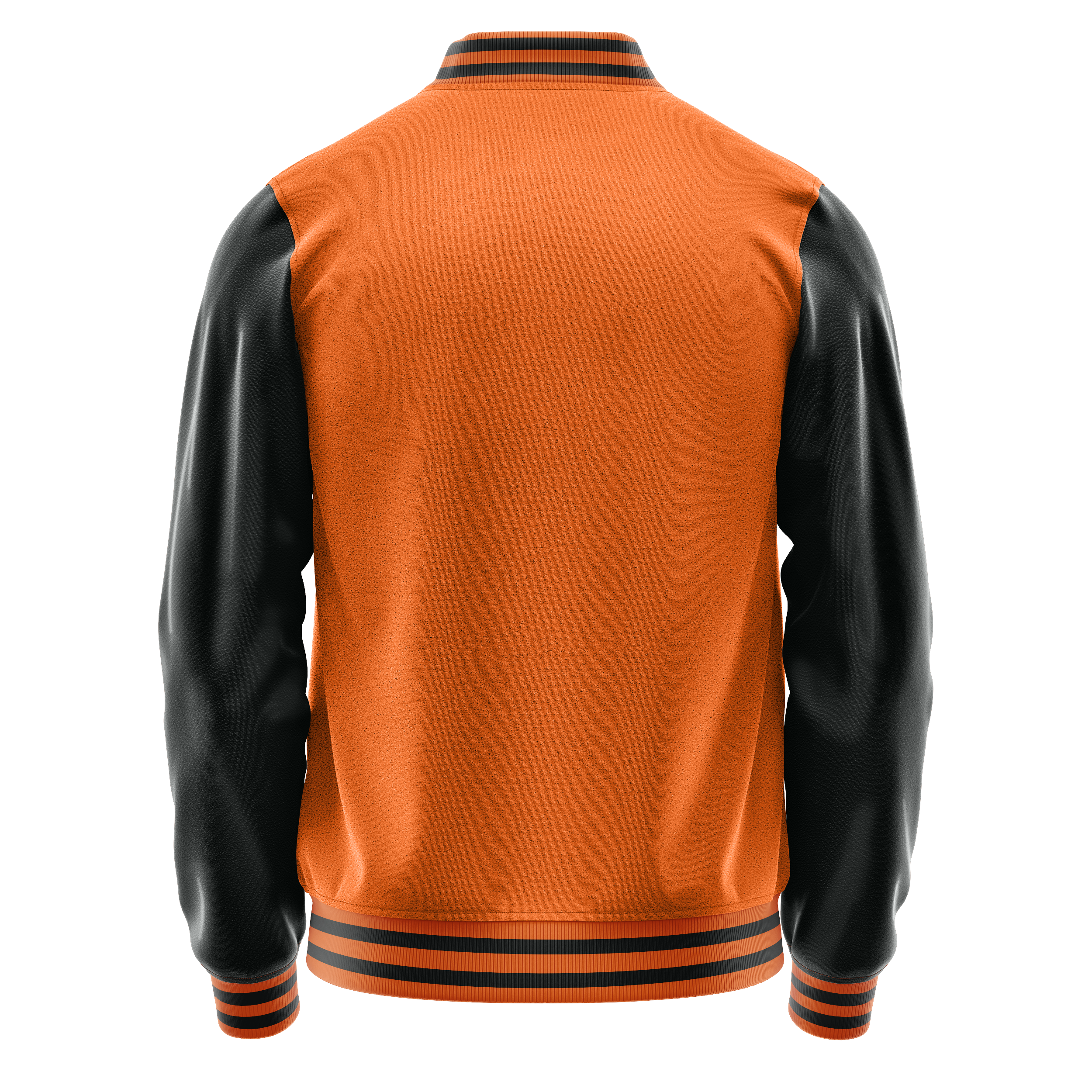 Custom Orange Varsity Jacket Black Leather Sleeves JG28172817