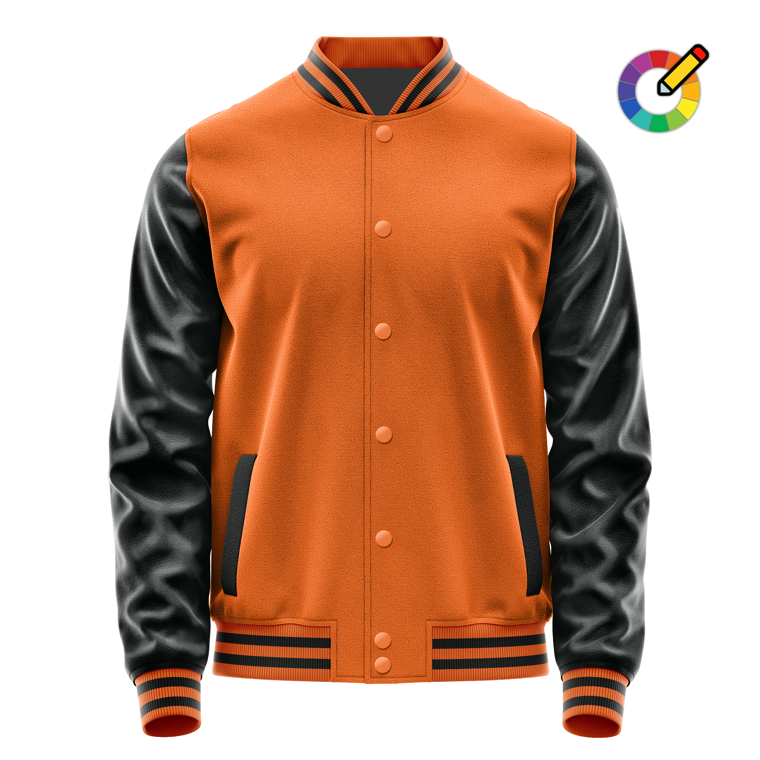 Custom Orange Varsity Jacket Black Leather Sleeves JG28172817