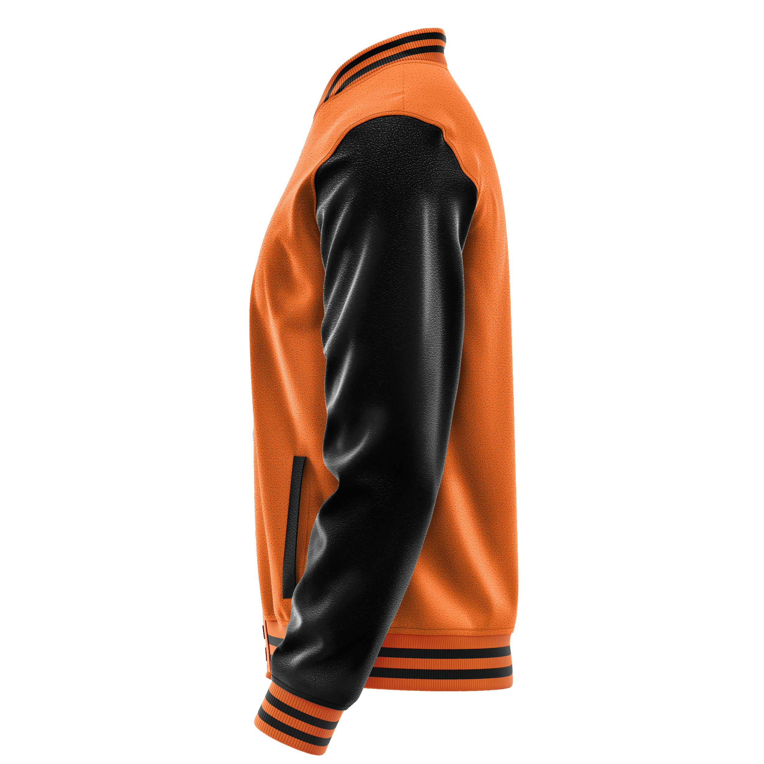 Custom Orange Varsity Jacket Black Leather Sleeves JG28172817