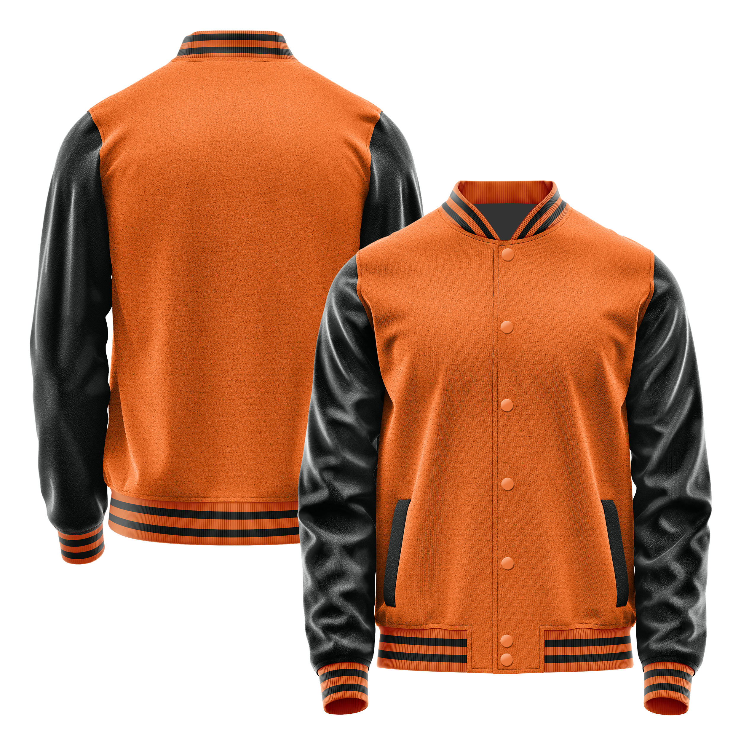 Custom Orange Varsity Jacket Black Leather Sleeves JG28172817