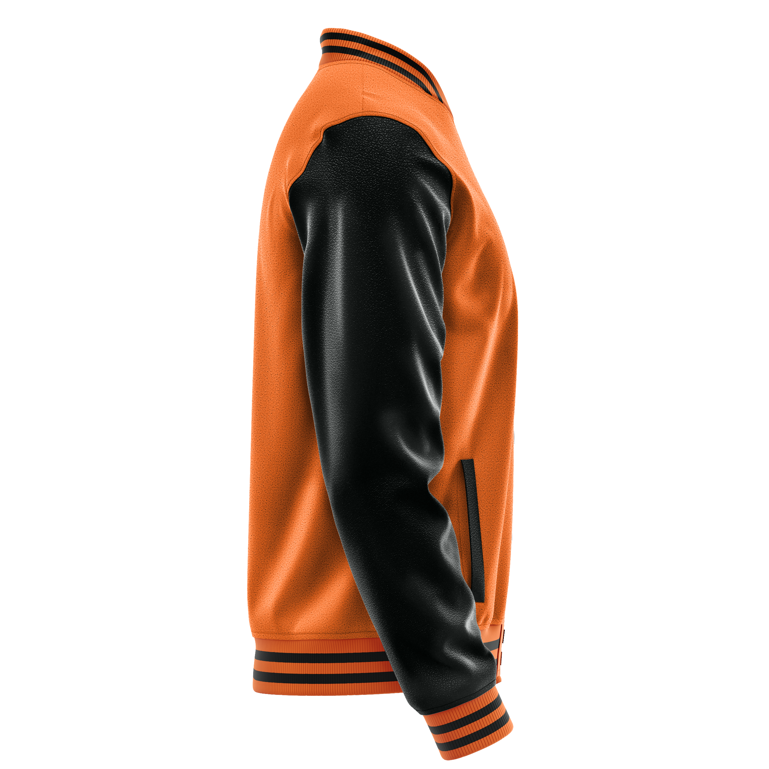 Custom Orange Varsity Jacket Black Leather Sleeves JG28172817