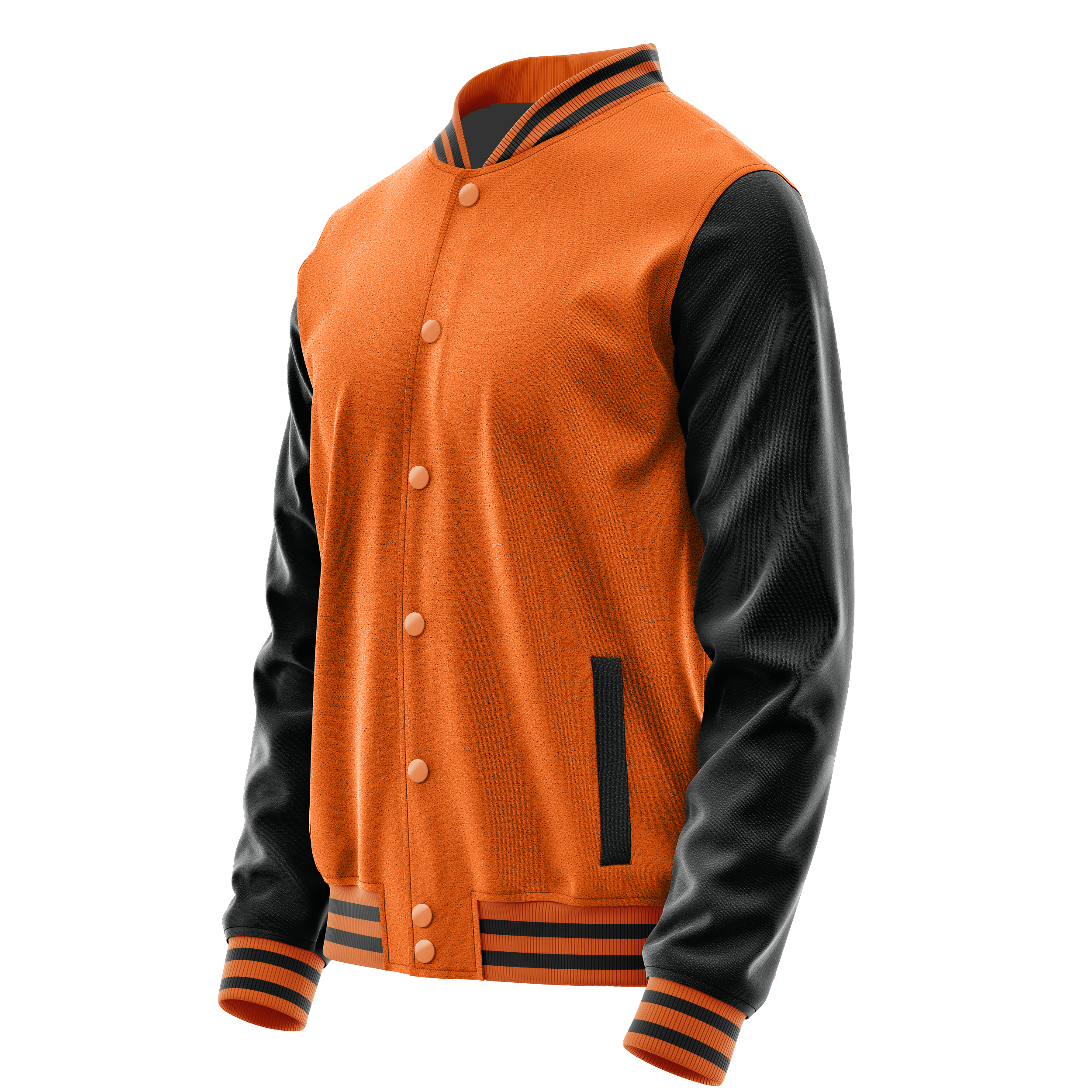 Custom Orange Varsity Jacket Black Leather Sleeves JG28172817