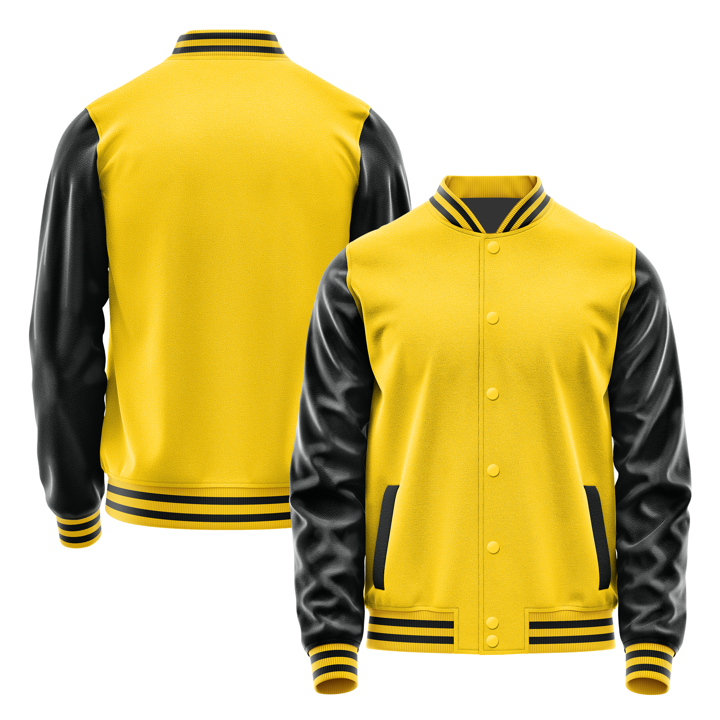 Custom Gold Varsity Jacket Black Leather Sleeves JG30173017