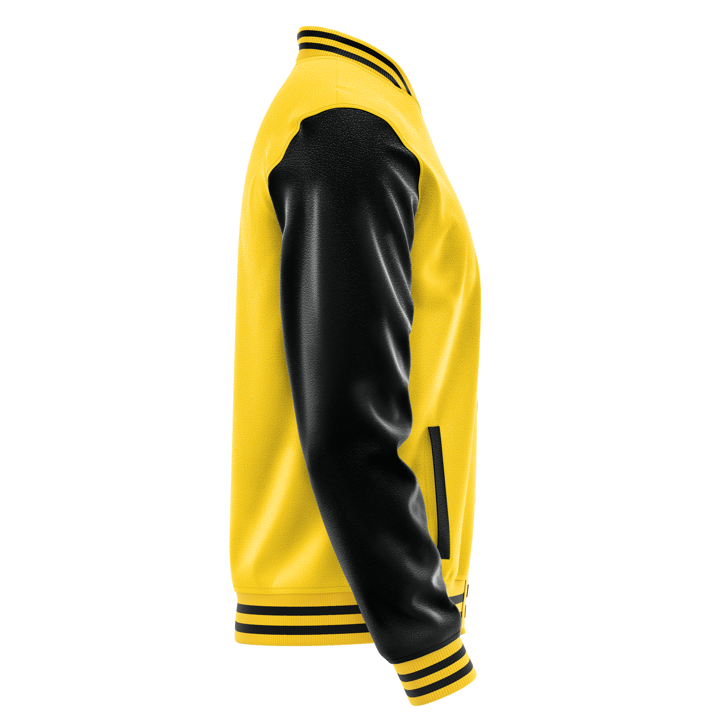 Custom Gold Varsity Jacket Black Leather Sleeves JG30173017