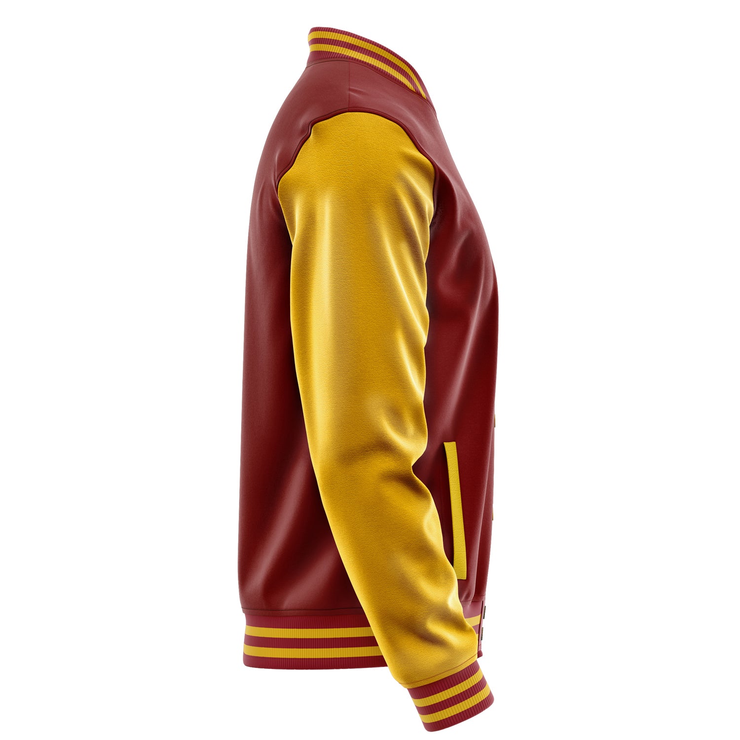 Custom Dark Red Varsity Jacket Patches Egg Yellow Leather Sleeves - Footballl logo