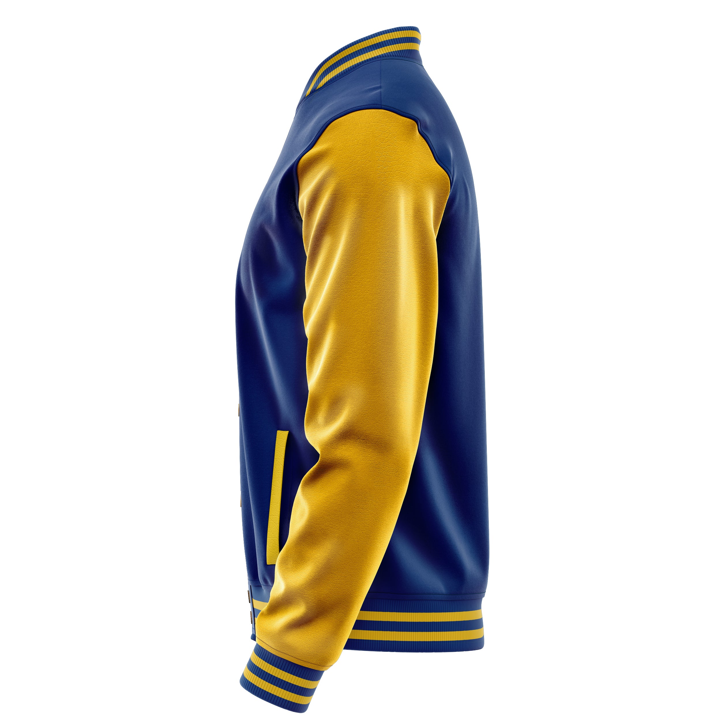 Custom Royal Blue Varsity Jacket Patches Egg Yellow Leather Sleeves - Baseball MAMA