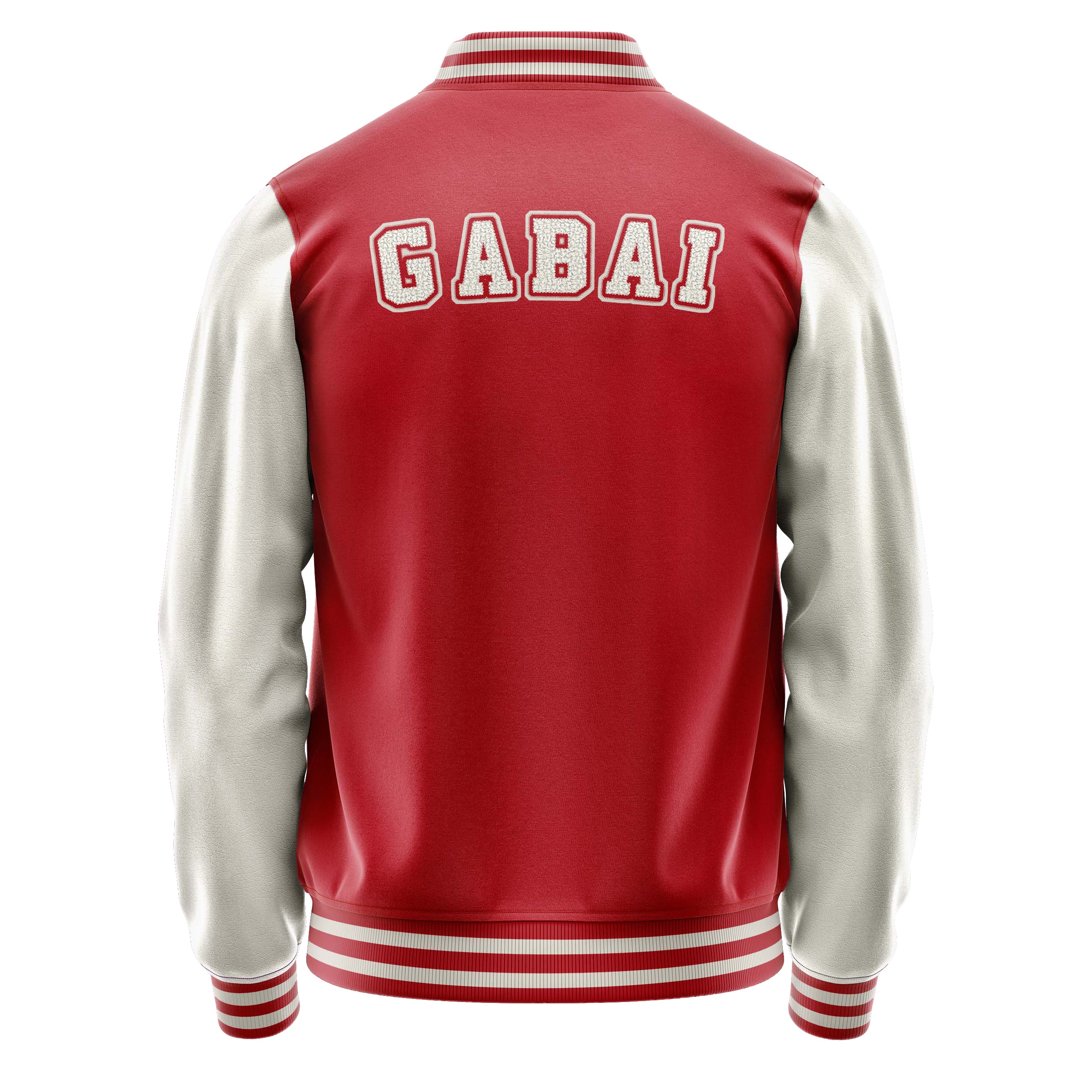Custom Red Varsity Jacket Patches Beige Leather Sleeves - football