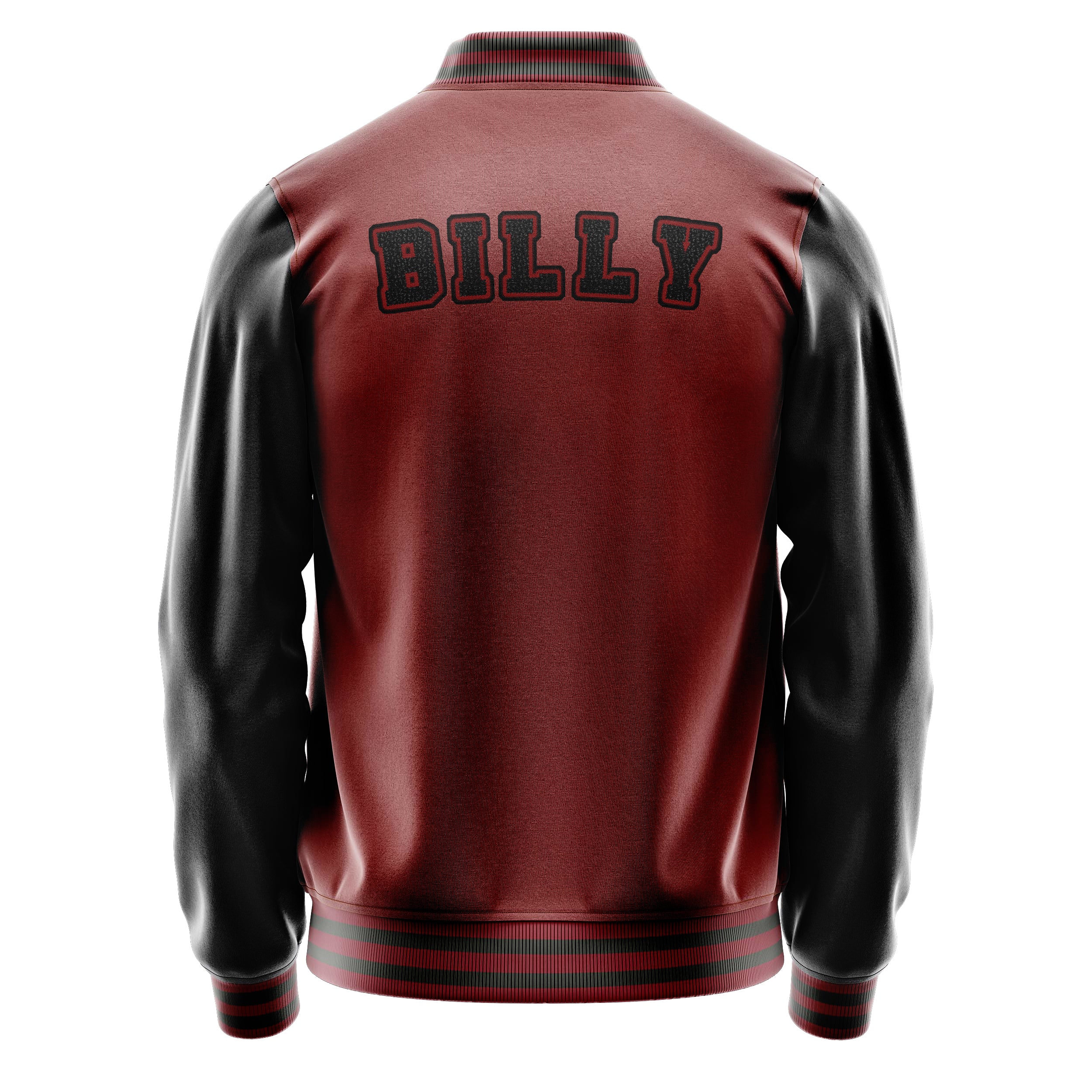 Custom Dark Red Varsity Jacket Patches Black Leather Sleeves - baseball logo