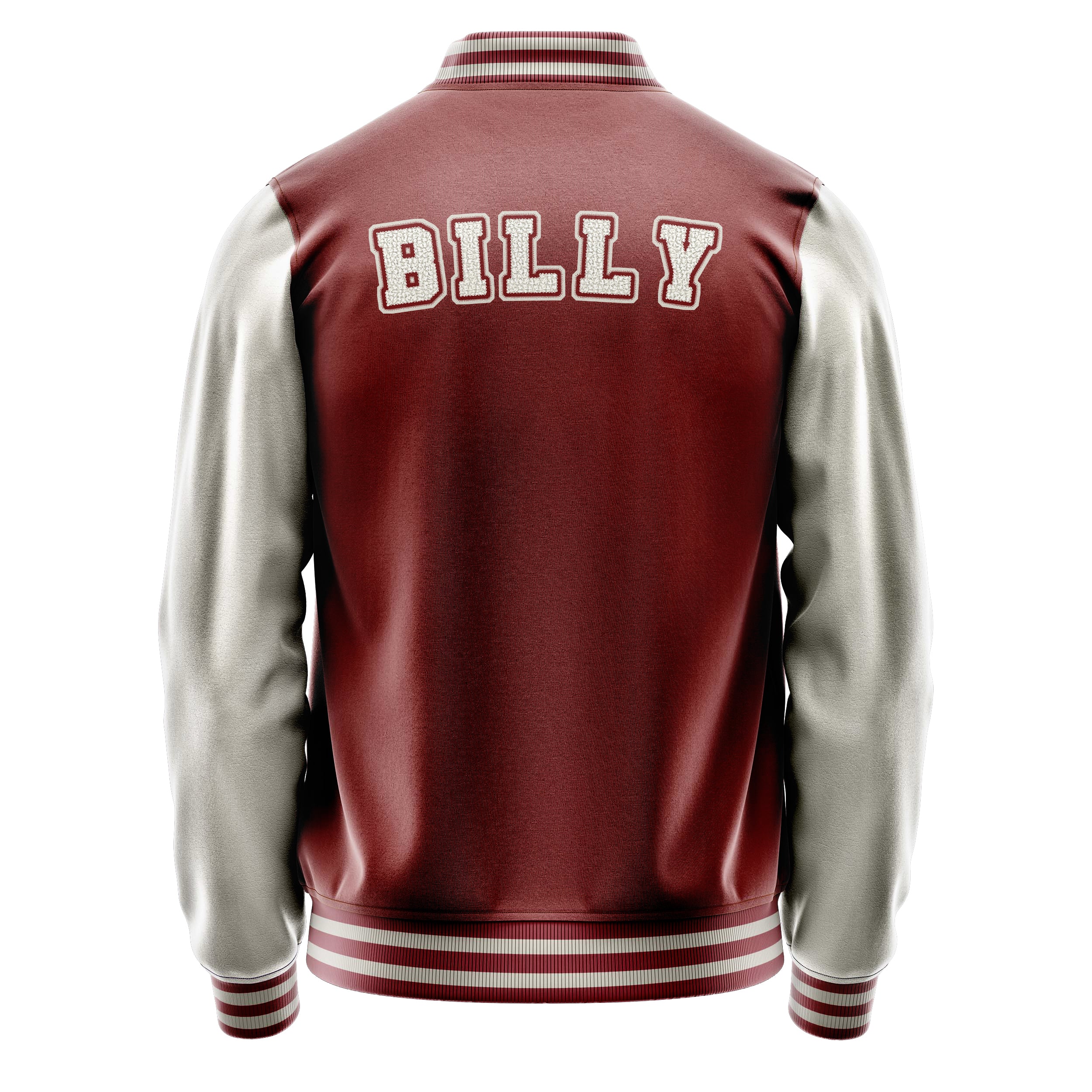 Custom Dark Red Varsity Jacket Patches Beige Leather Sleeves - Baseball