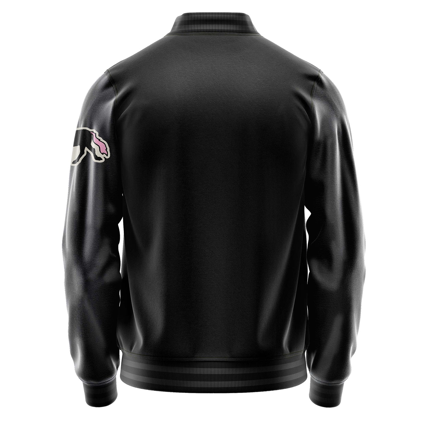 Custom Black Varsity Jacket Patches Dark Gray Leather Sleeves - Foal